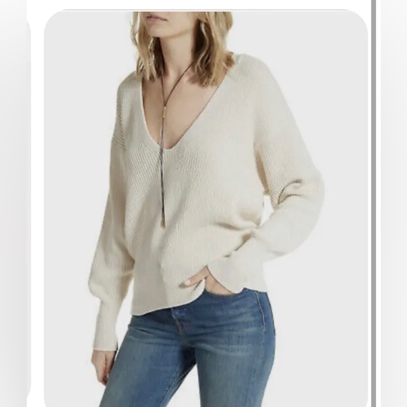 Free People Allure Soft Cream Sweet Ribbed Sweater Size Small - Picture 3 of 10